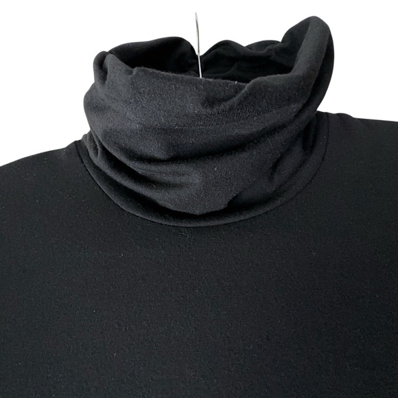 NORM THOMPSON NWOT LONG SLEEVE BLACK RUCHED TURTLENECK MIDI DRESS | MEDIUM - Picture 5 of 11